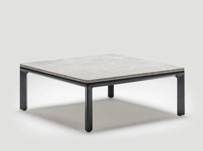 EATON - Square low ash coffee table with marble top _ Papell Design